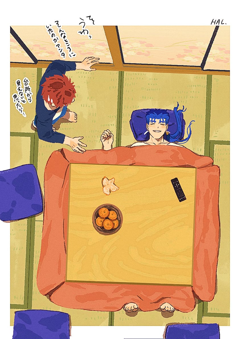 emiya shirou and cu chulainn (fate and 1 more) drawn by hal_(haaaalhal)