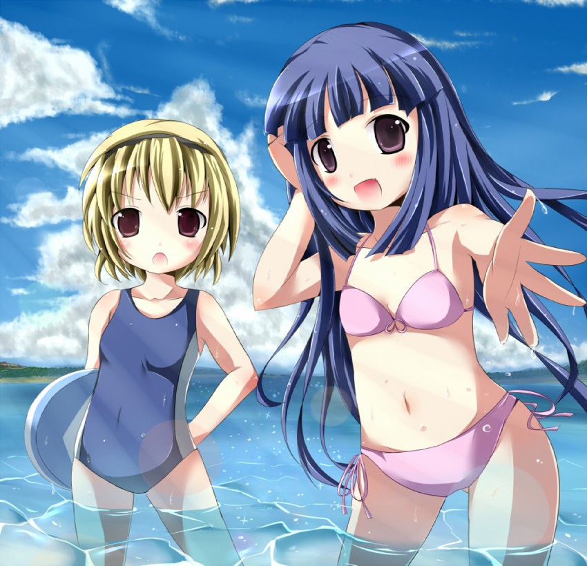 furude rika and houjou satoko (higurashi no naku koro ni) drawn by kazura