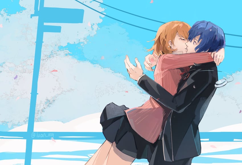 yuuki makoto and takeba yukari (persona and 2 more) drawn by luanxiang