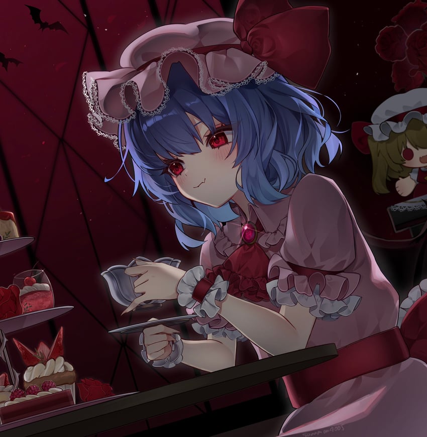 remilia scarlet and flandre scarlet (touhou) drawn by samon_(vxxr8575)