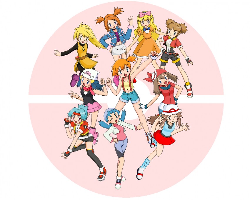 dawn, may, ash ketchum, misty, leaf, and 6 more (pokemon and 6 more) drawn by kuro_hopper