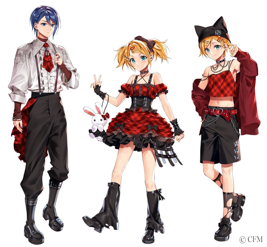 kagamine rin, kagamine len, and kaito (vocaloid) drawn by murakami_yuichi