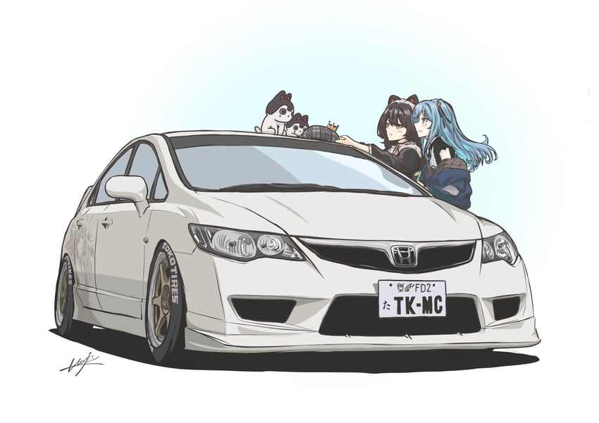 hoshimachi suisei, inui toko, and banken (hololive and 1 more) drawn by waju220