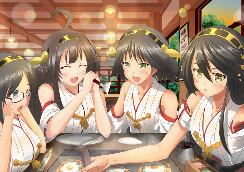 kongou, haruna, hiei, and kirishima (kantai collection) drawn by ichikawa_feesu