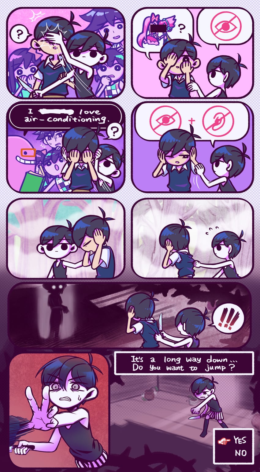 sunny, omori, aubrey, kel, hero, and 4 more (omori) drawn by laser-lance