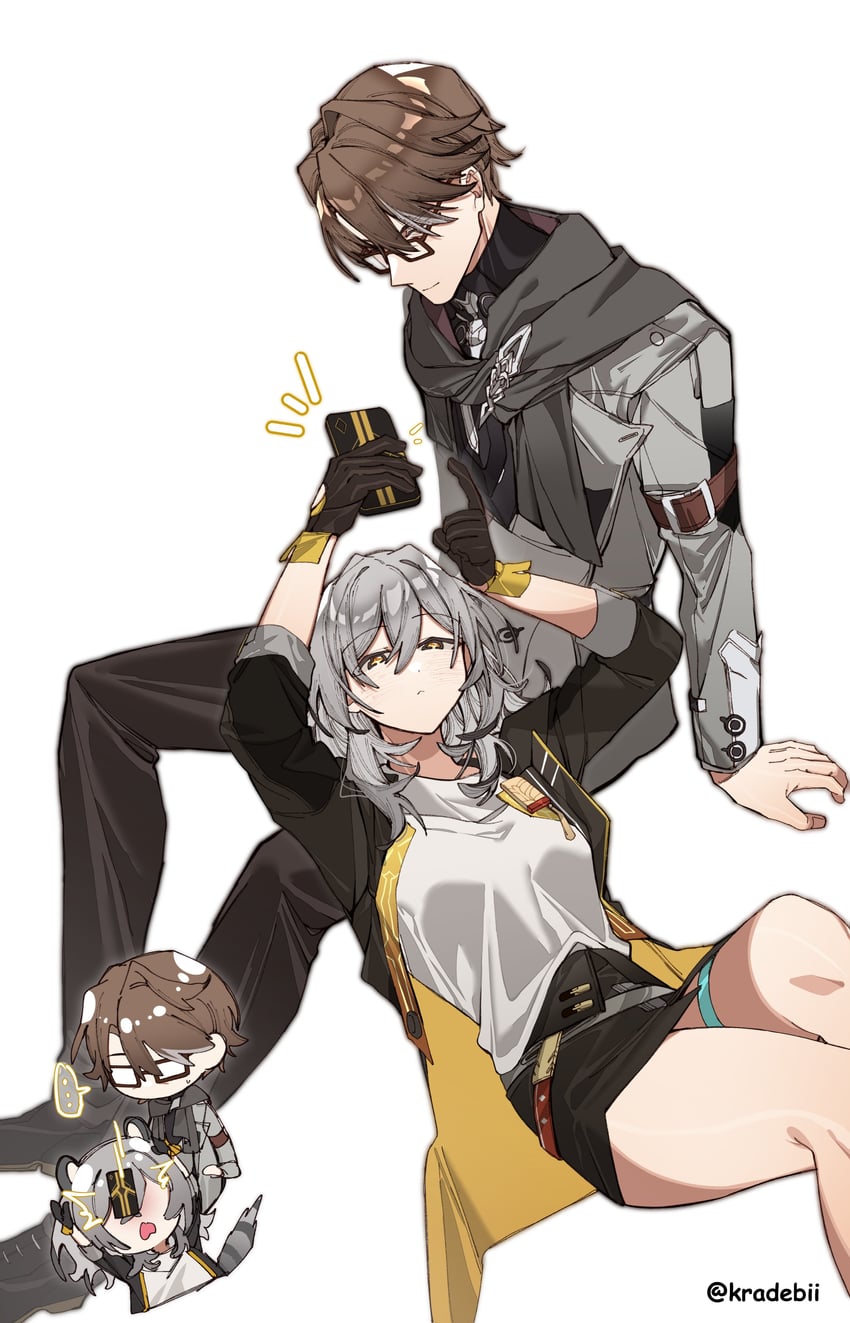 trailblazer, stelle, and welt yang (honkai and 1 more) drawn by kradebii