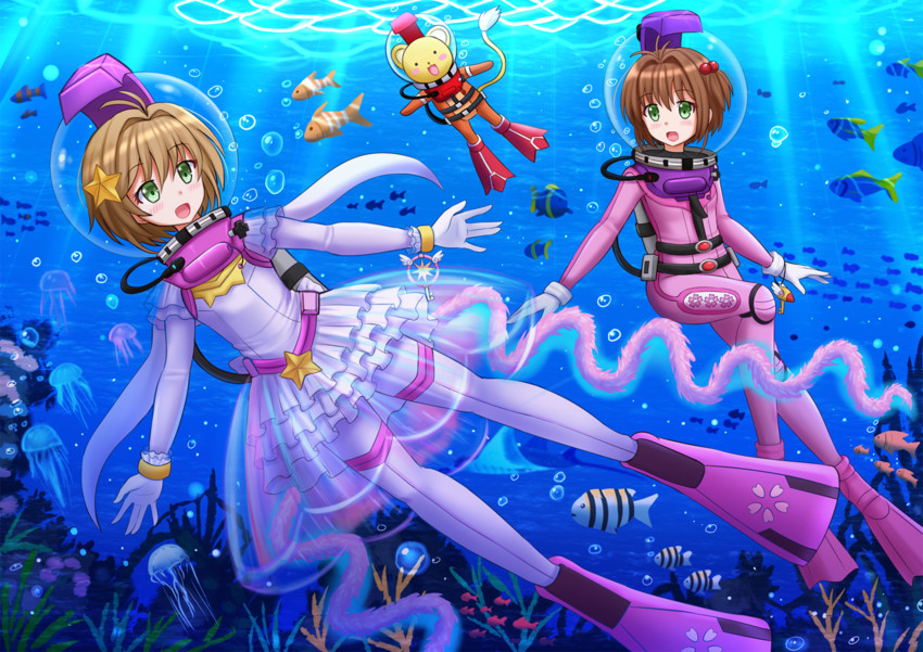 kinomoto sakura and kero (cardcaptor sakura and 1 more) drawn by kazenokaze