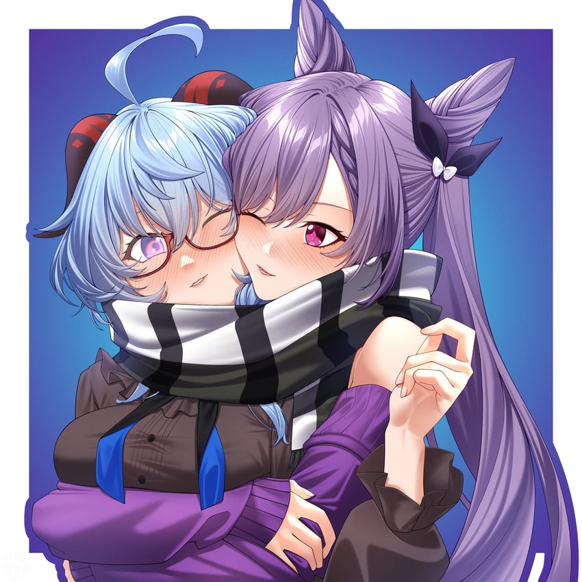 keqing and ganyu (genshin impact) drawn by soluna_(so_lu_na)