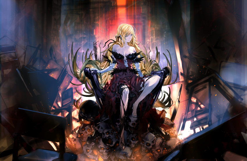 oshino shinobu and kiss-shot acerola-orion heart-under-blade (monogatari) drawn by gorilla_(mushimushiland)