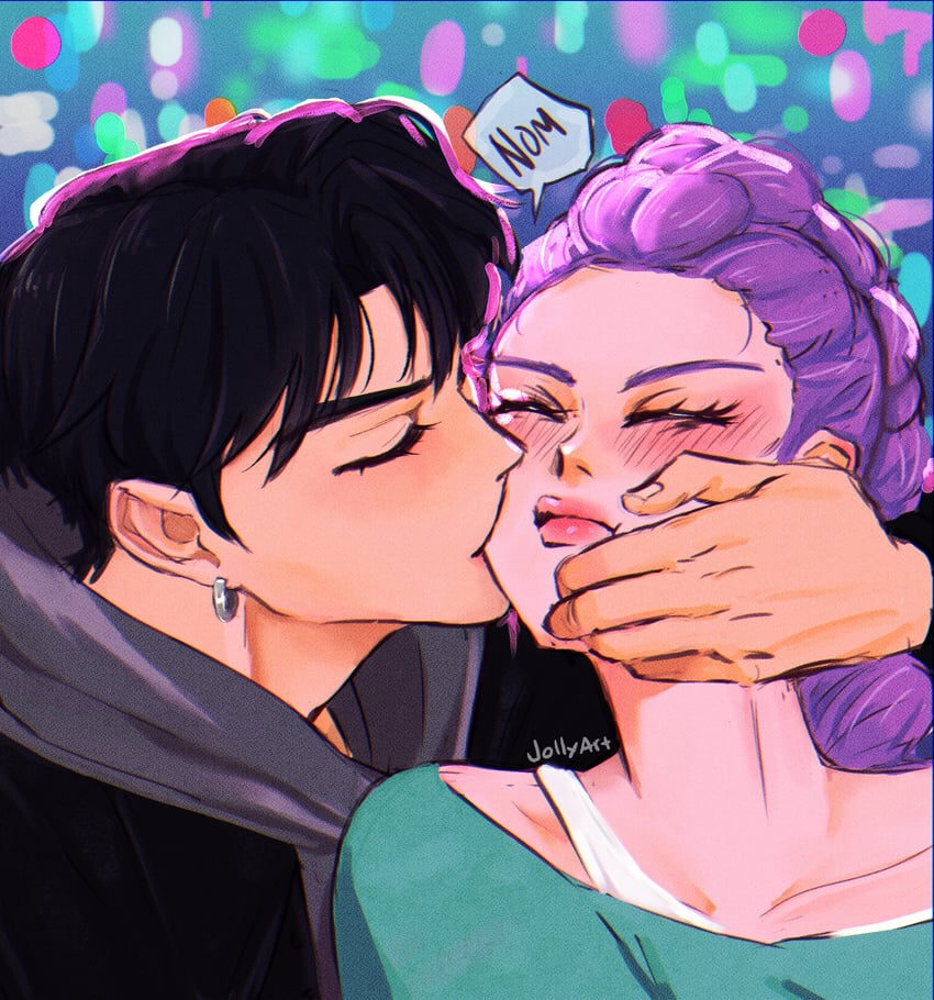 rumi and jinu (kpop demon hunters) drawn by jolly_(jollyfarts)