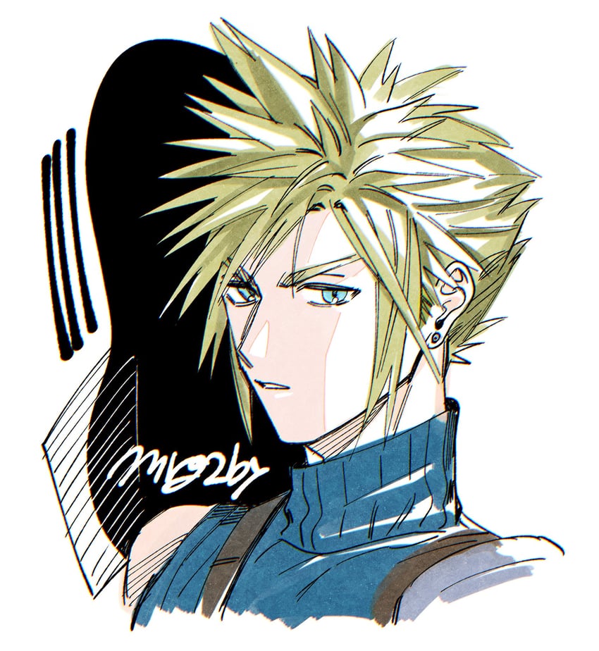 cloud strife (final fantasy and 2 more) drawn by mrg2by