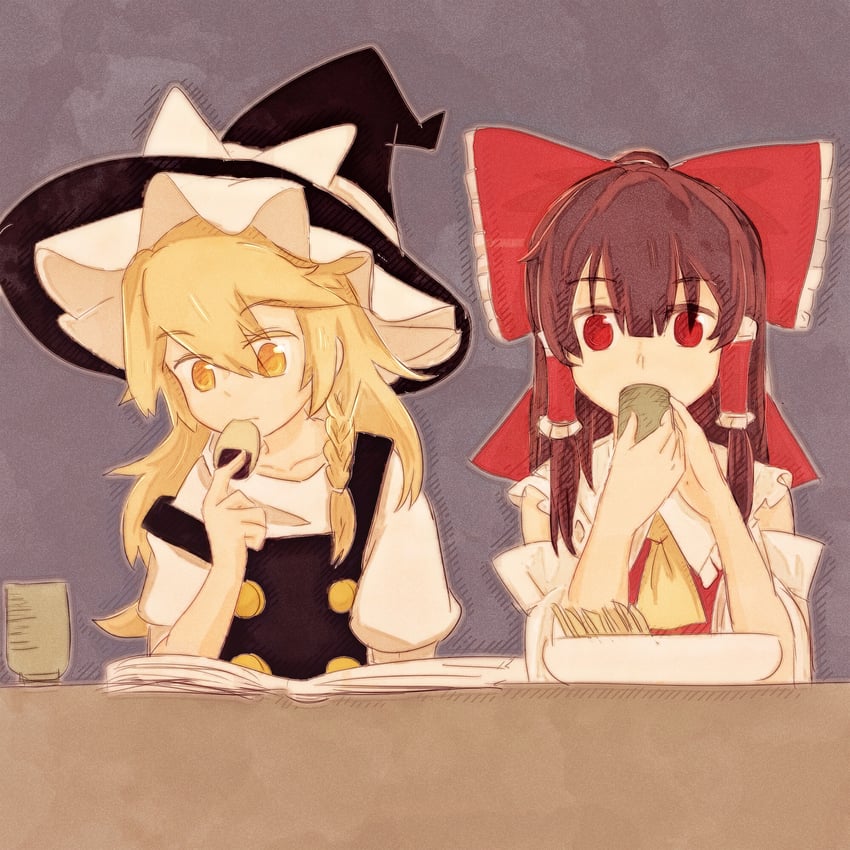 hakurei reimu and kirisame marisa (touhou) drawn by niangao_(8490593)