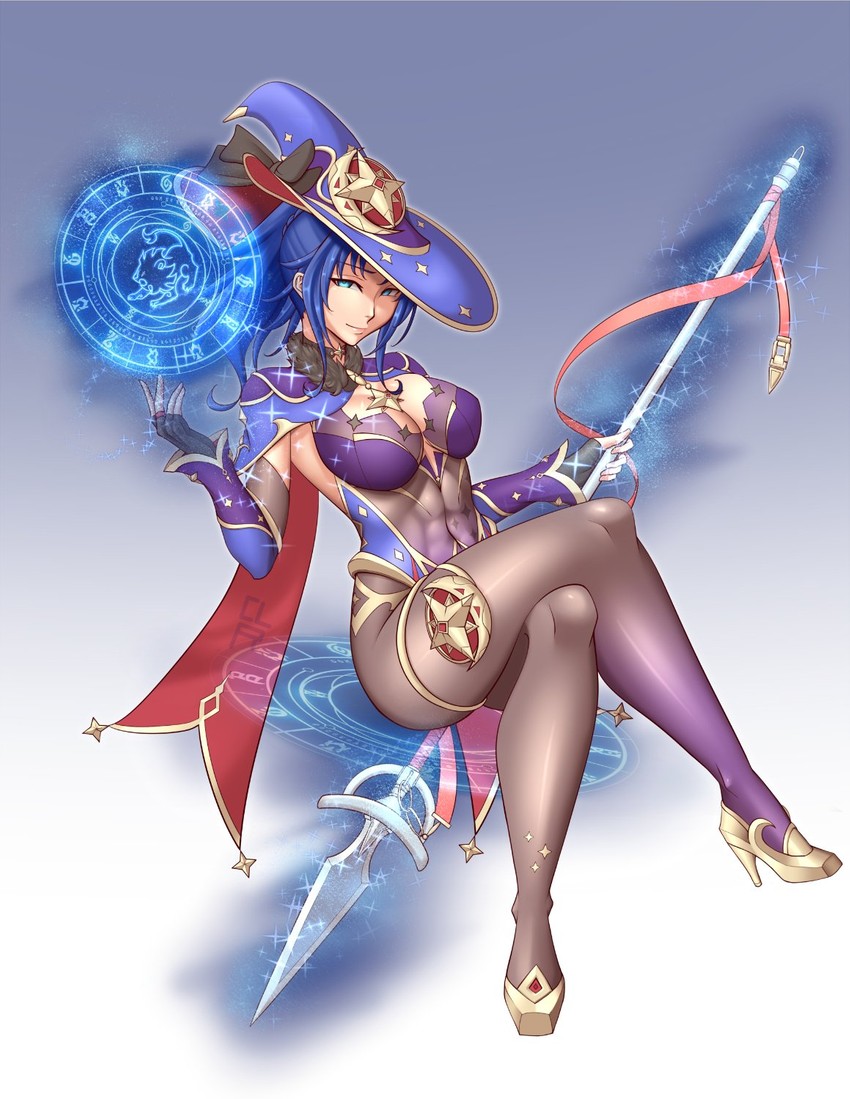 mona and female kris (genshin impact and 2 more) drawn by cleru_(cleruuuuu)