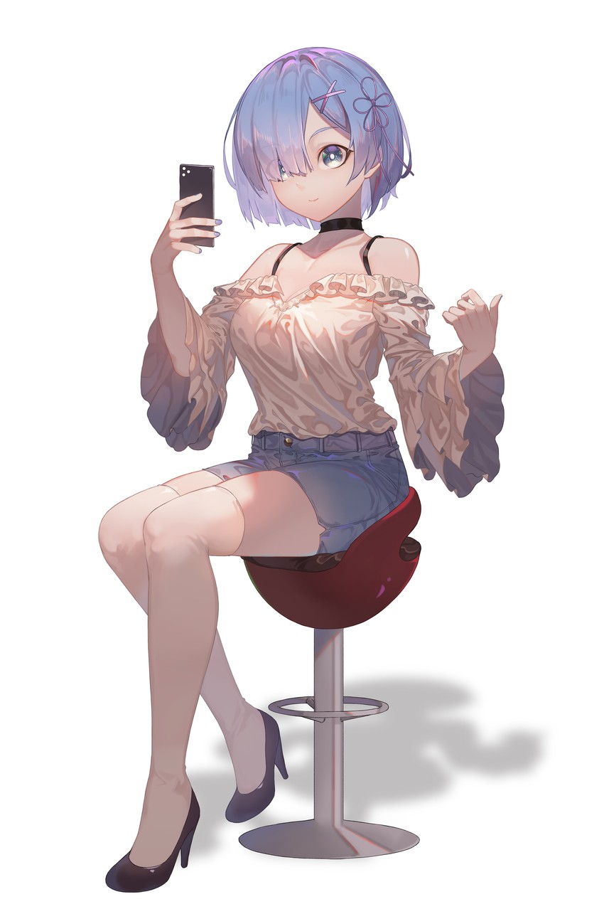 rem (re:zero kara hajimeru isekai seikatsu) drawn by rice_ghost