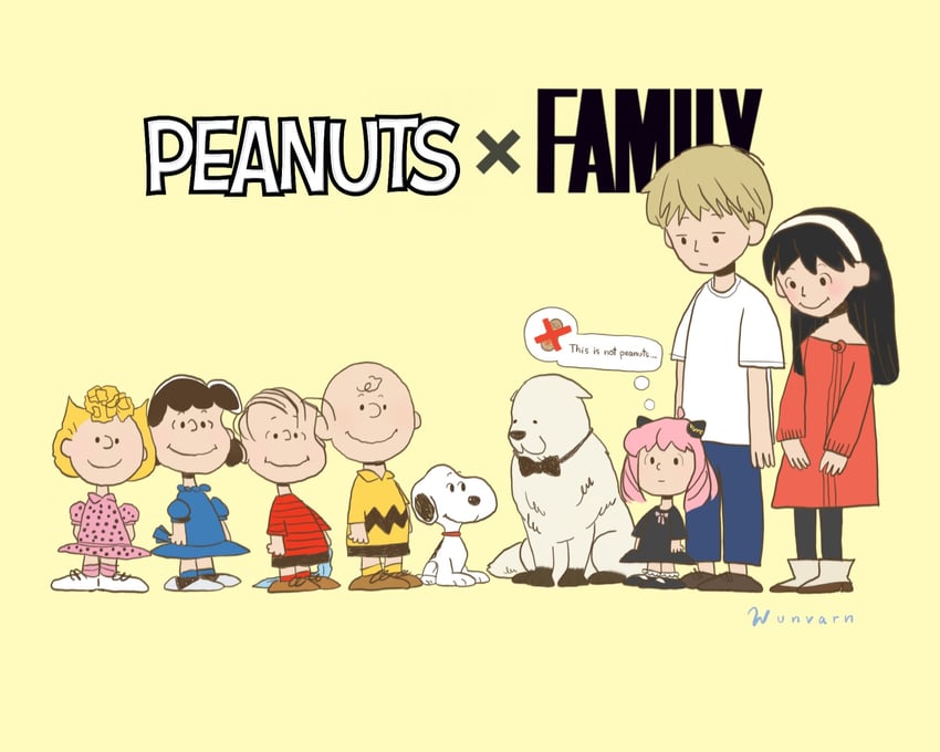yor briar, anya, twilight, bond, snoopy, and 4 more (spy x family and 1 more) drawn by phukchee_(wunvarnn)
