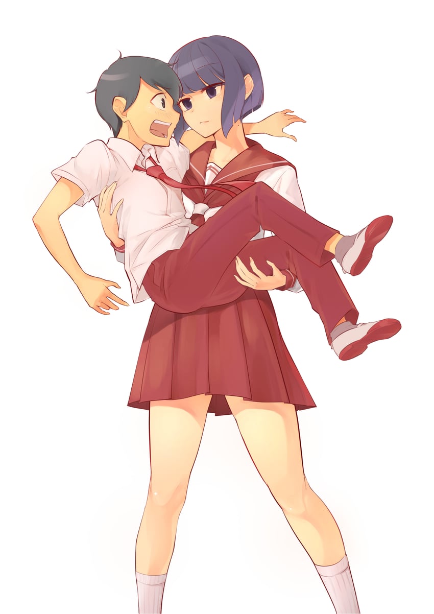 oohara misaki and koeda yuki (koushinchou no kouhai to teishinchou no senpai ga renai ni hatten suru made) drawn by inaba_makoto