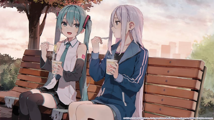 hatsune miku and yoisaki kanade (vocaloid and 1 more) drawn by hamunezuko_(nezukonezu32)