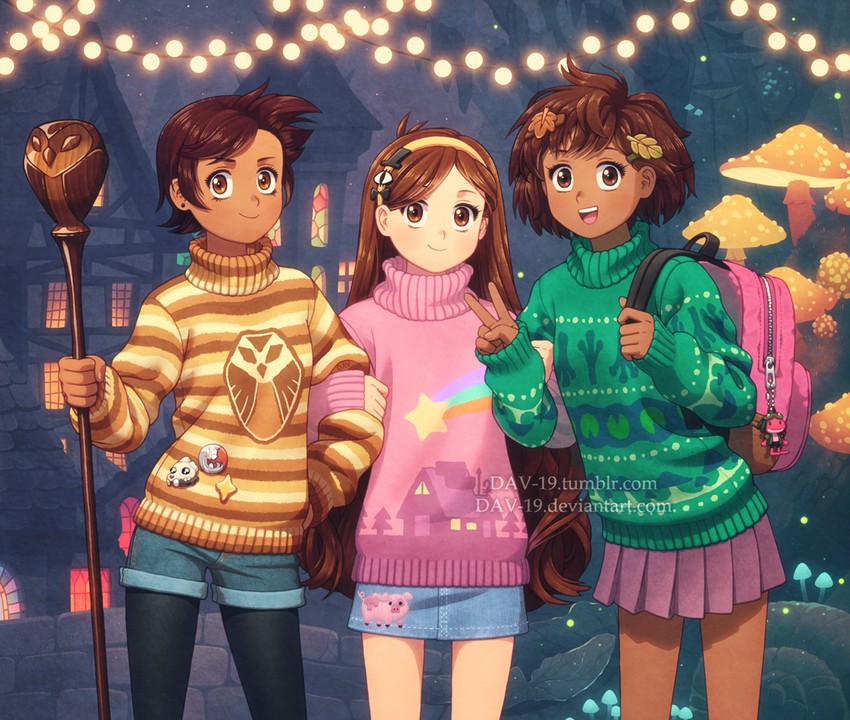 luz noceda, mabel pines, anne boonchuy, bill cipher, edalyn clawthorne, and 4 more (gravity falls and 3 more) drawn by dav-19