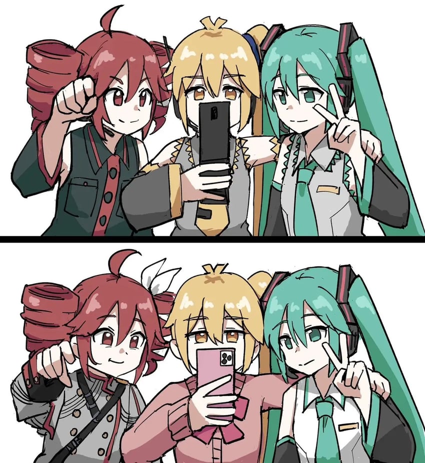 hatsune miku, kasane teto, and akita neru (vocaloid and 4 more) drawn by tenten_(chan4545)