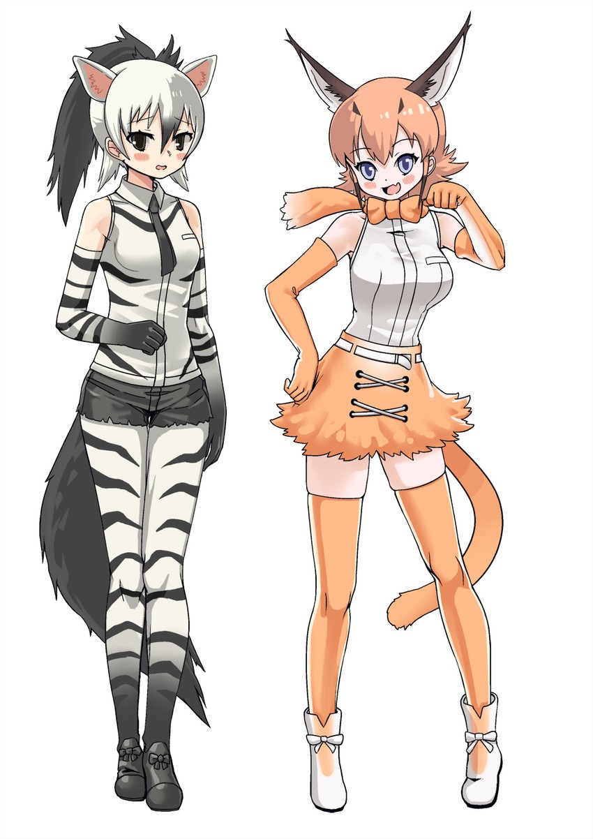 caracal and aardwolf (kemono friends) drawn by moriko_(moliko)