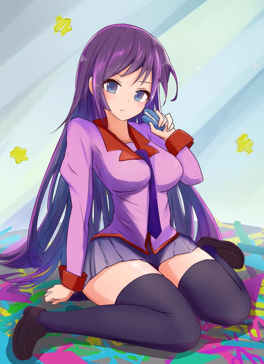 senjougahara hitagi (monogatari and 1 more) drawn by miramira1908