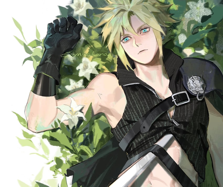 cloud strife (final fantasy and 2 more) drawn by sumisakana