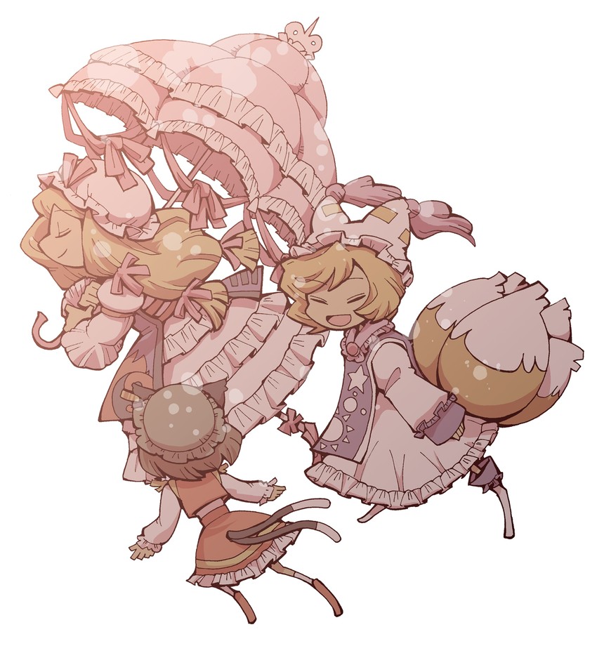 yakumo yukari, yakumo ran, and chen (touhou) drawn by hounori