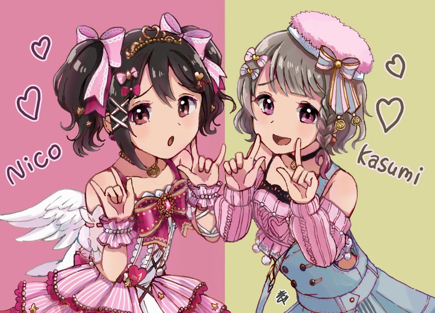 yazawa nico and nakasu kasumi (love live! and 3 more) drawn by kyaku_tasu