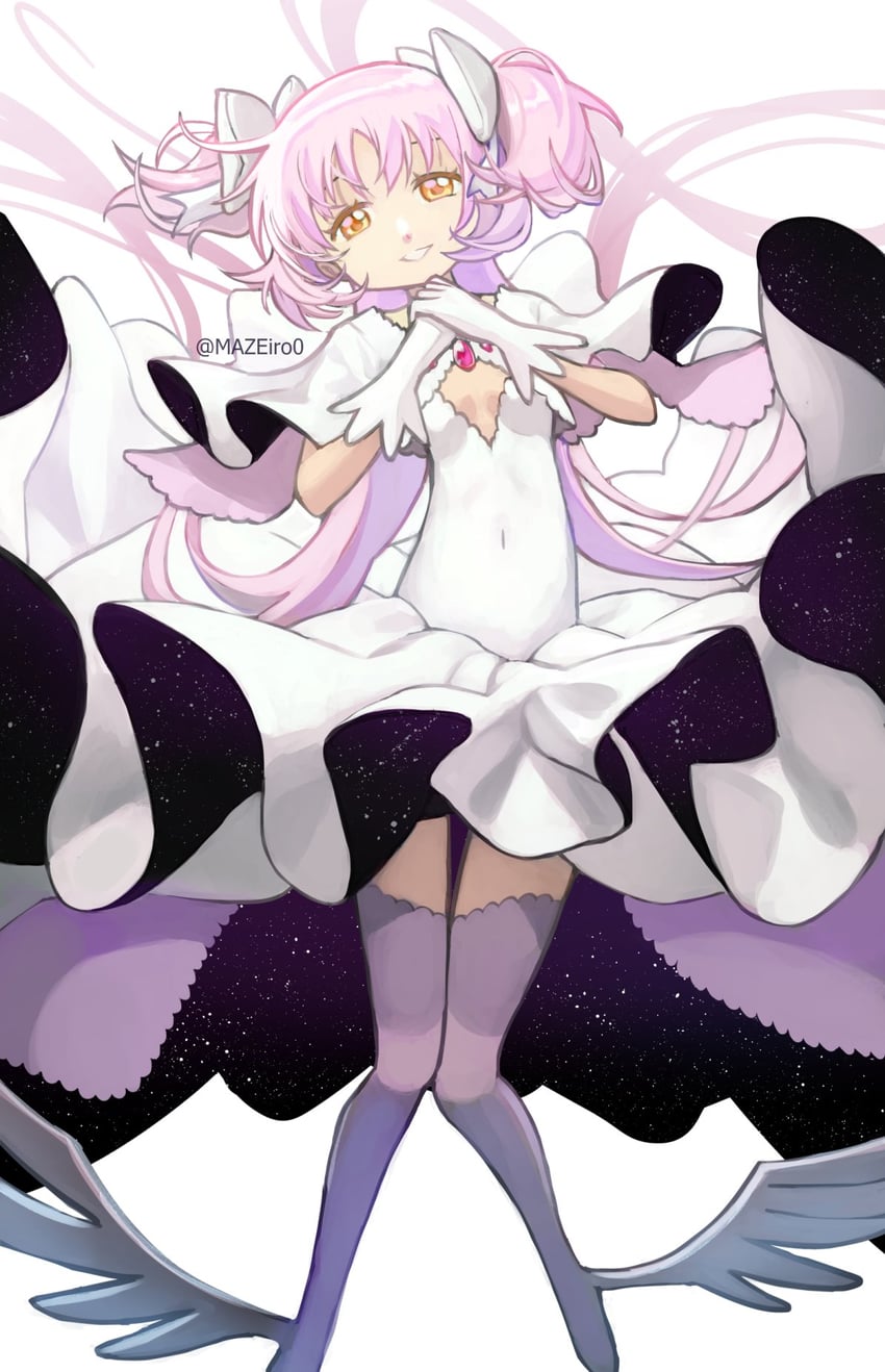 kaname madoka and ultimate madoka (mahou shoujo madoka magica) drawn by maze_draws