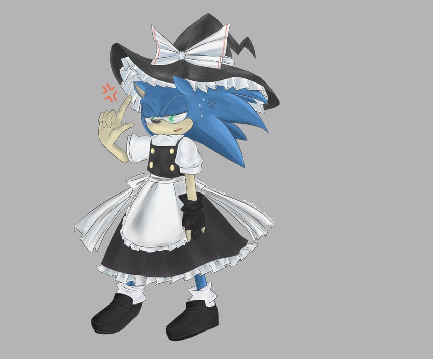 kirisame marisa and sonic the hedgehog (touhou and 1 more) drawn by miko-maestra