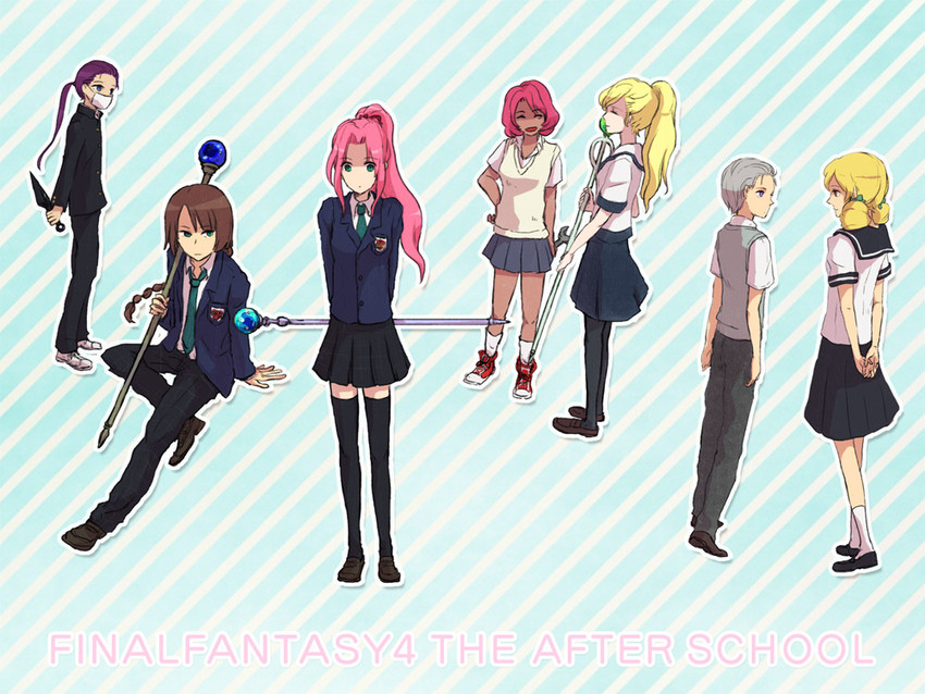 porom, palom, leonora, ursula leiden, ceodore harvey, and 2 more (final fantasy and 2 more) drawn by rin_(osca)
