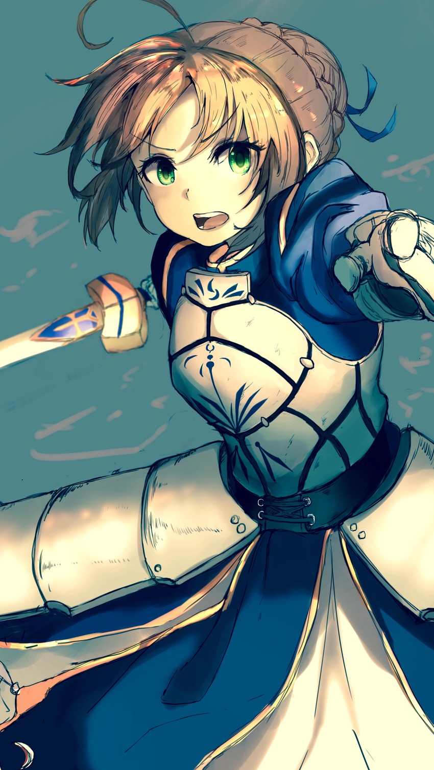 artoria pendragon and saber (fate and 1 more) drawn by ranf