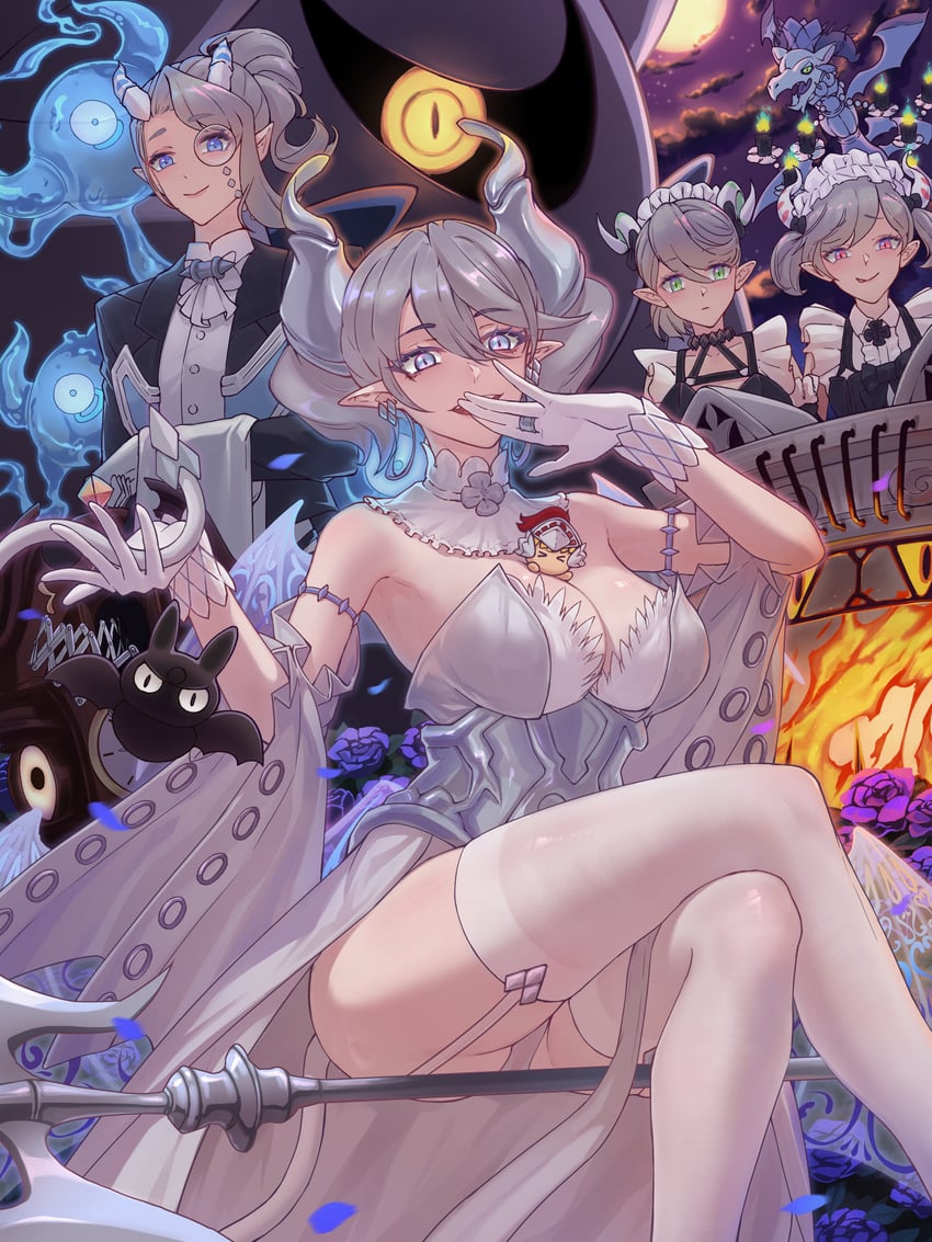 lovely labrynth of the silver castle, knight, arianna the labrynth servant, arianne the labrynth servant, arias the labrynth butler, and 4 more (yu-gi-oh!) drawn by megatron_(pixiv16907671)