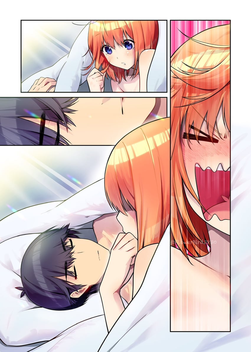nakano yotsuba and uesugi fuutarou (go-toubun no hanayome) drawn by yu_(flowerbird3830)