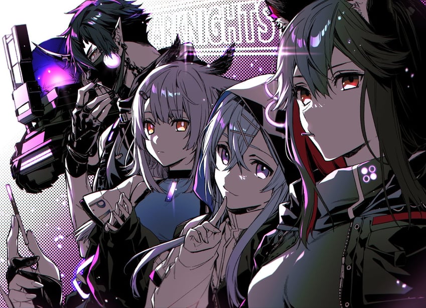 texas, ptilopsis, mizuki, thermal-ex, and flamebringer (arknights and 1 more) drawn by toriyoshi
