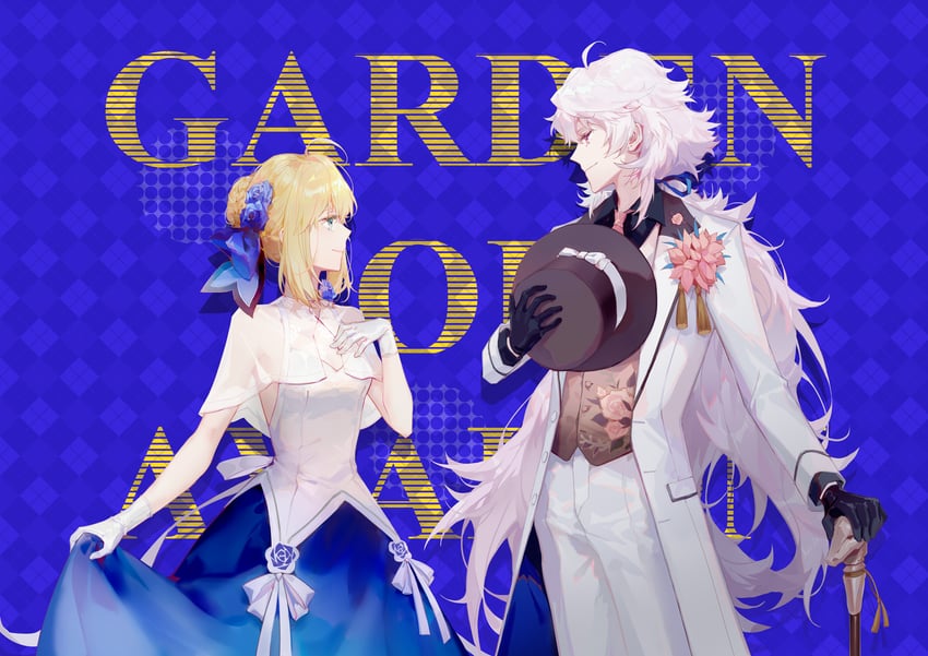 artoria pendragon, saber, and merlin (fate and 1 more) drawn by argon_(caocaocaocaocao)