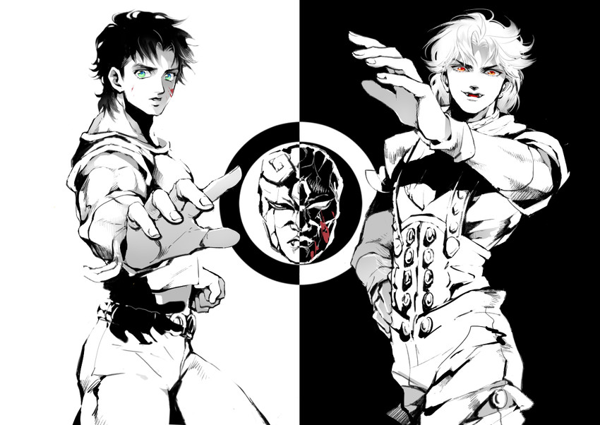 dio brando and jonathan joestar (jojo no kimyou na bouken and 1 more) drawn by mochikin_(jijijin)