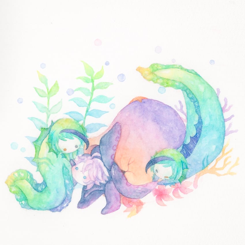 floyd leech, jade leech, and azul ashengrotto (twisted wonderland) drawn by kirakira_huuuki