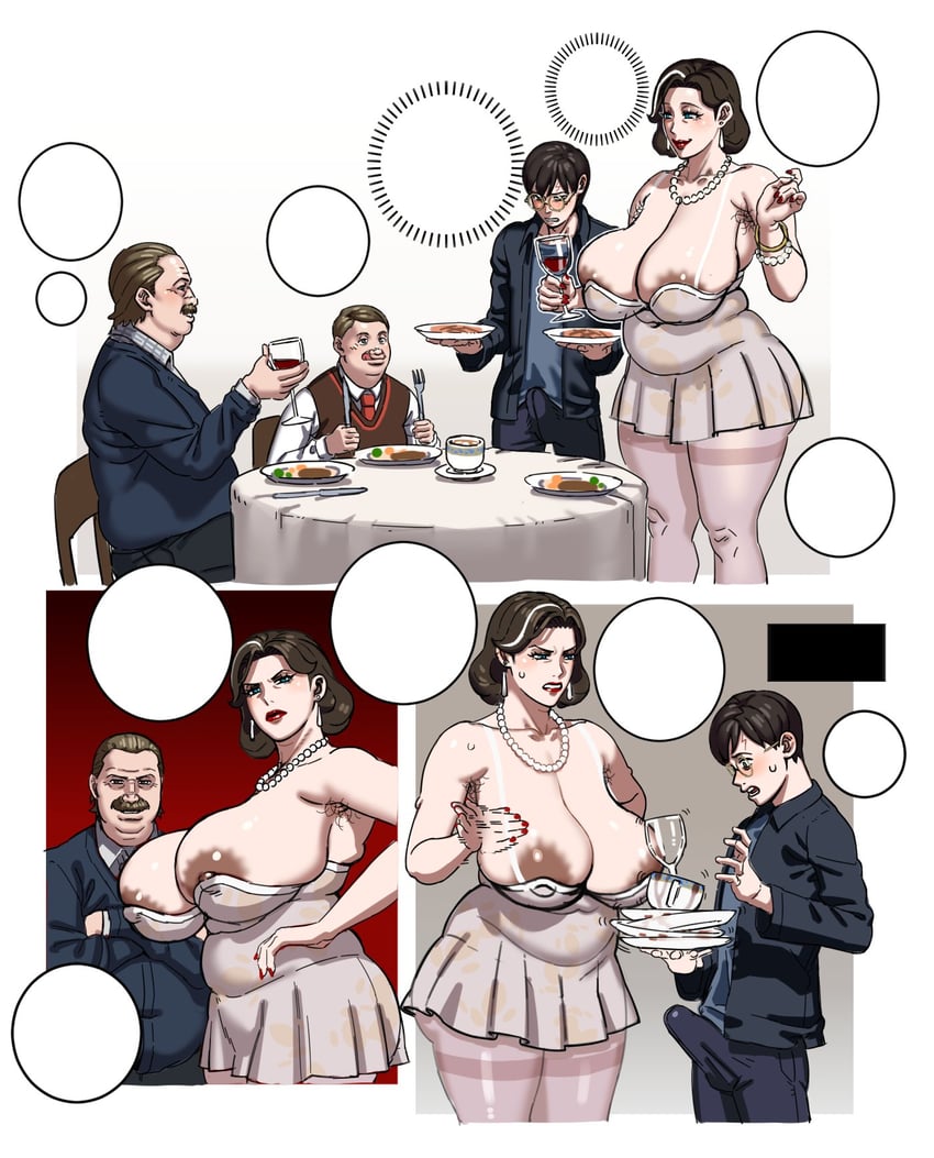 harry potter, petunia dursley, dudley dursley, and vernon dursley (wizarding world and 1 more) drawn by asa_(teng_zi)
