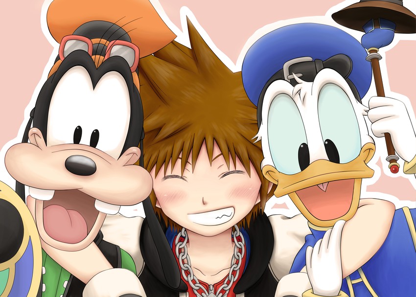 sora, donald duck, and goofy (kingdom hearts and 2 more) drawn by yoshida-brothers