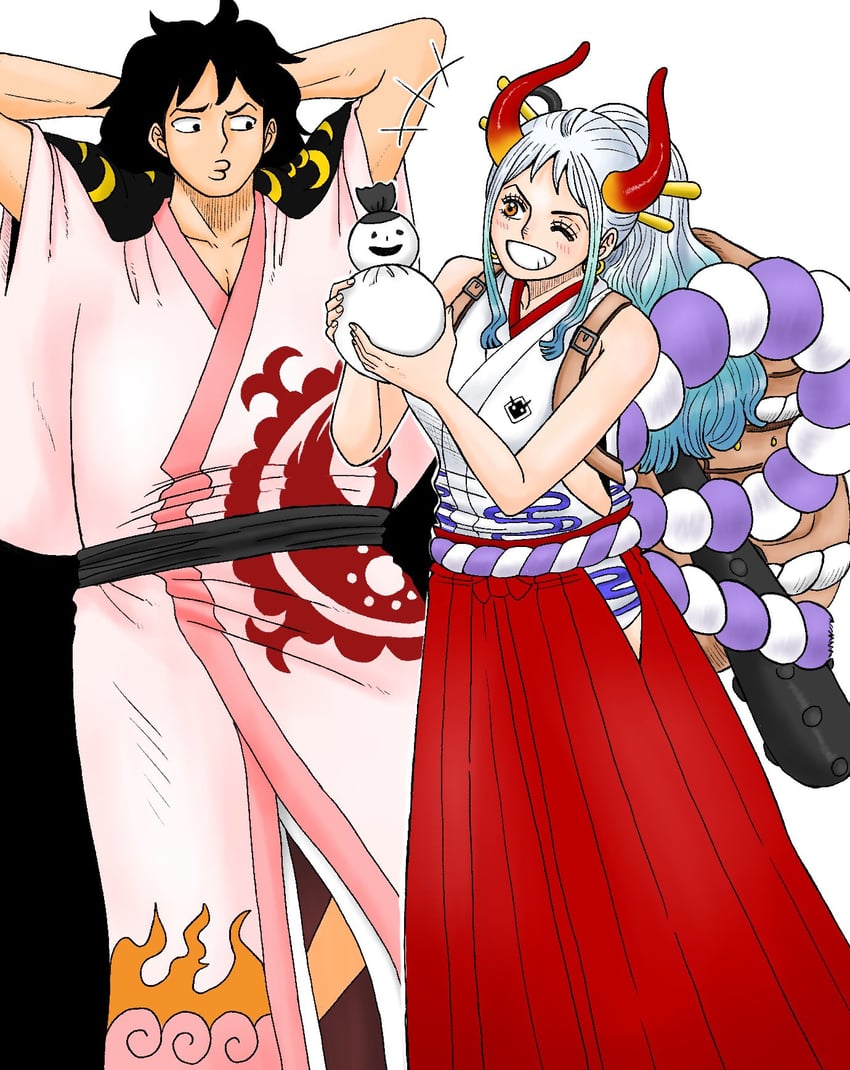yamato and kouzuki momonosuke (one piece) drawn by couchpotato_op