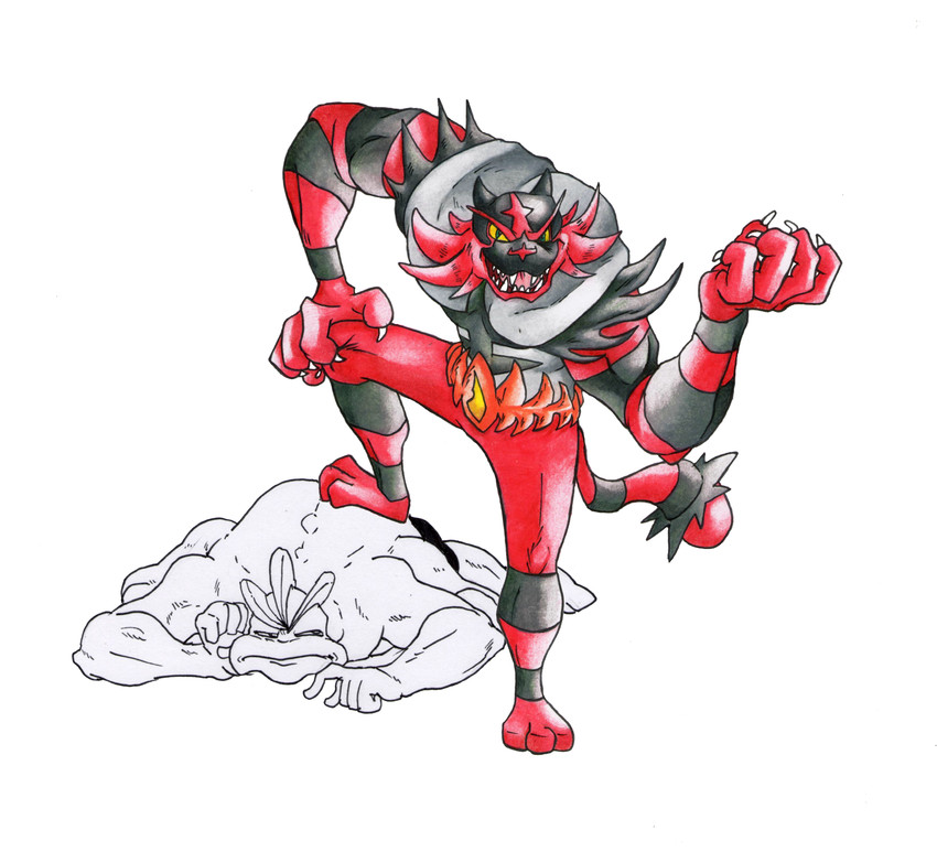 incineroar and machamp (pokemon) drawn by tomatem13