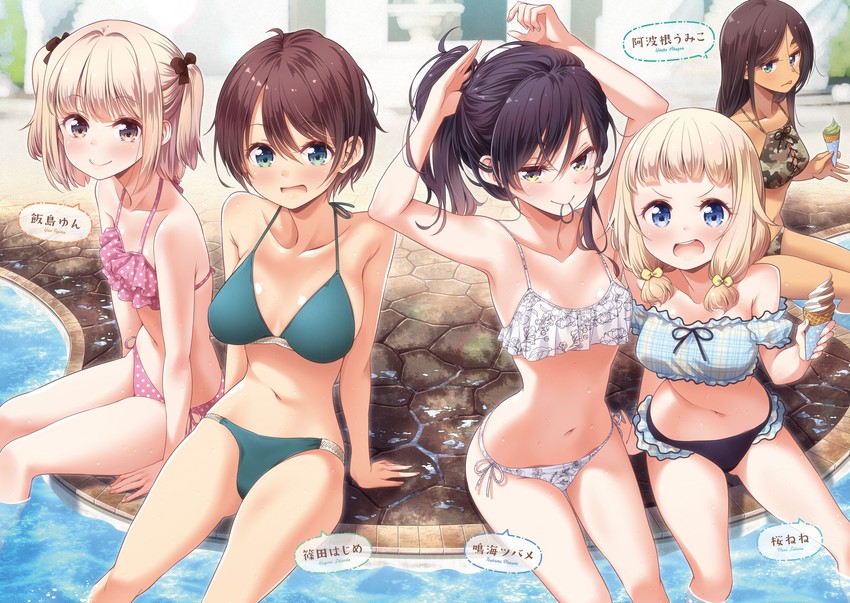 iijima yun, sakura nene, shinoda hajime, ahagon umiko, and narumi tsubame (new game!) drawn by tokunou_shoutarou