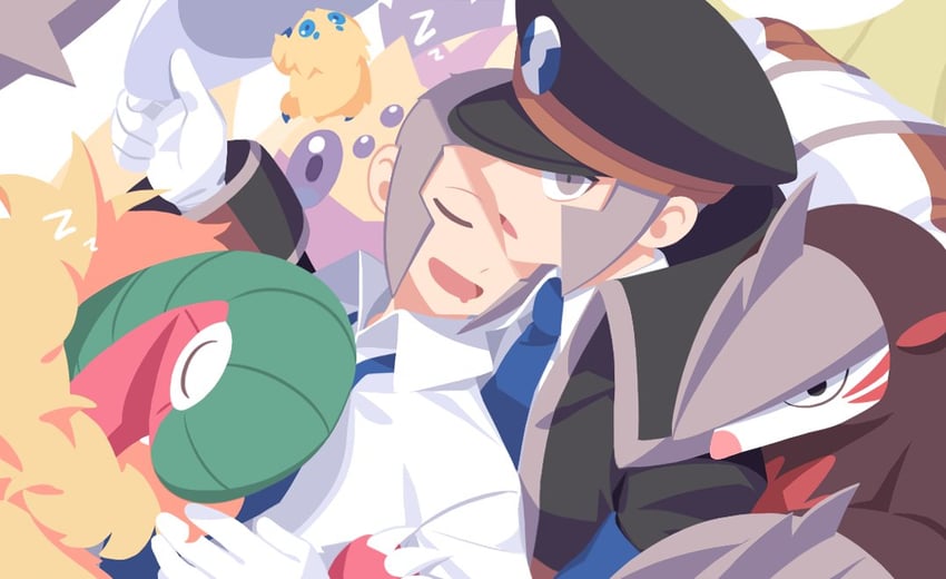 ingo, emmet, joltik, archeops, galvantula, and 1 more (pokemon and 1 more) drawn by seku_000