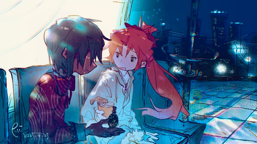 miki sayaka and sakura kyoko (mahou shoujo madoka magica) drawn by anelectron00
