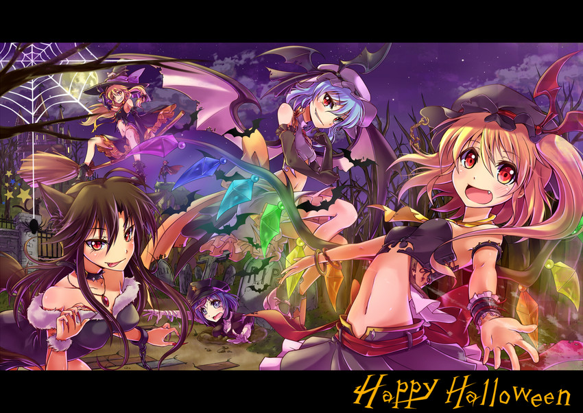 kirisame marisa, remilia scarlet, flandre scarlet, kaenbyou rin, imaizumi kagerou, and 2 more (touhou) drawn by kakao_rantan