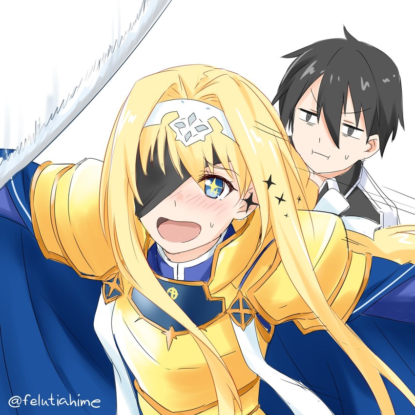 kirito, darkness, alice zuberg, and kayano ai (kono subarashii sekai ni shukufuku wo! and 3 more) drawn by felutiahime