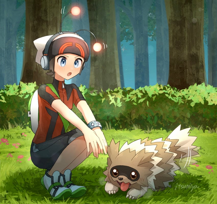 brendan and zigzagoon (pokemon and 1 more) drawn by mio14s
