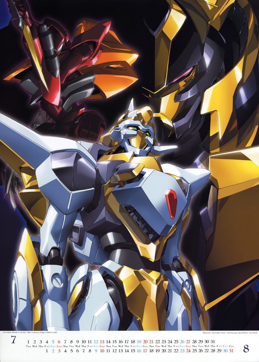 guren, lancelot, guren mk-ii, gawain, and lancelot z-01 (code geass)