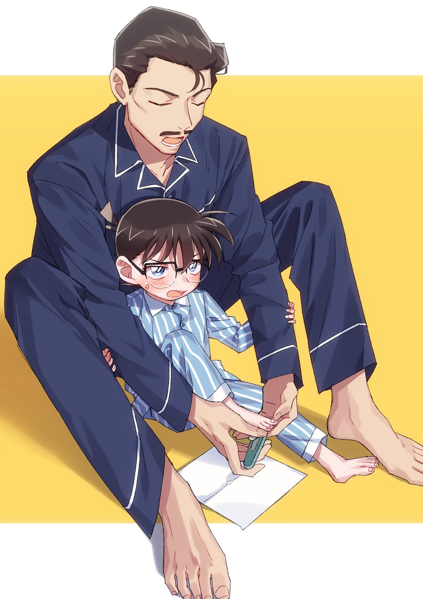 edogawa conan and mouri kogoro (meitantei conan) drawn by k_(gear_labo)